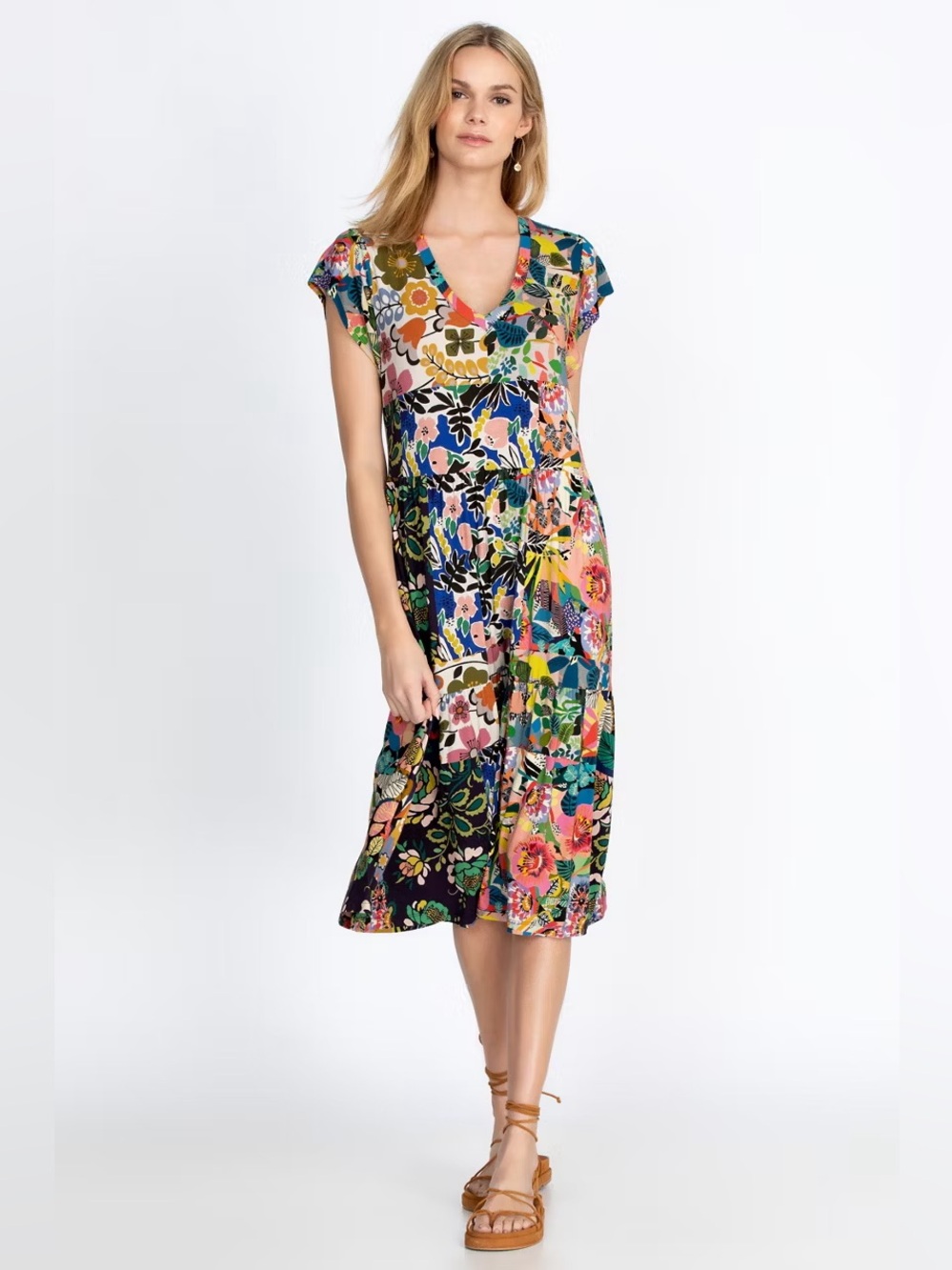 Johnny Was Chelsea Garden Tiered Tea Length Dress